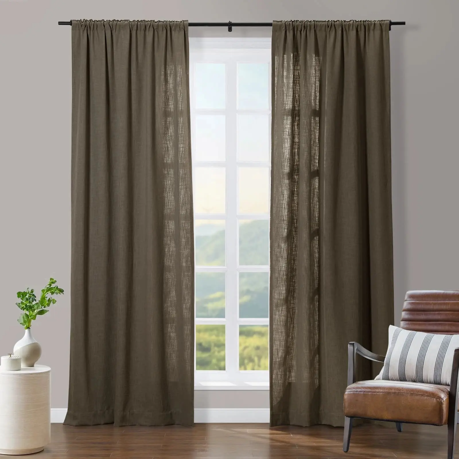 Tia Linen Curtain Drapery Soft Top - Image 7