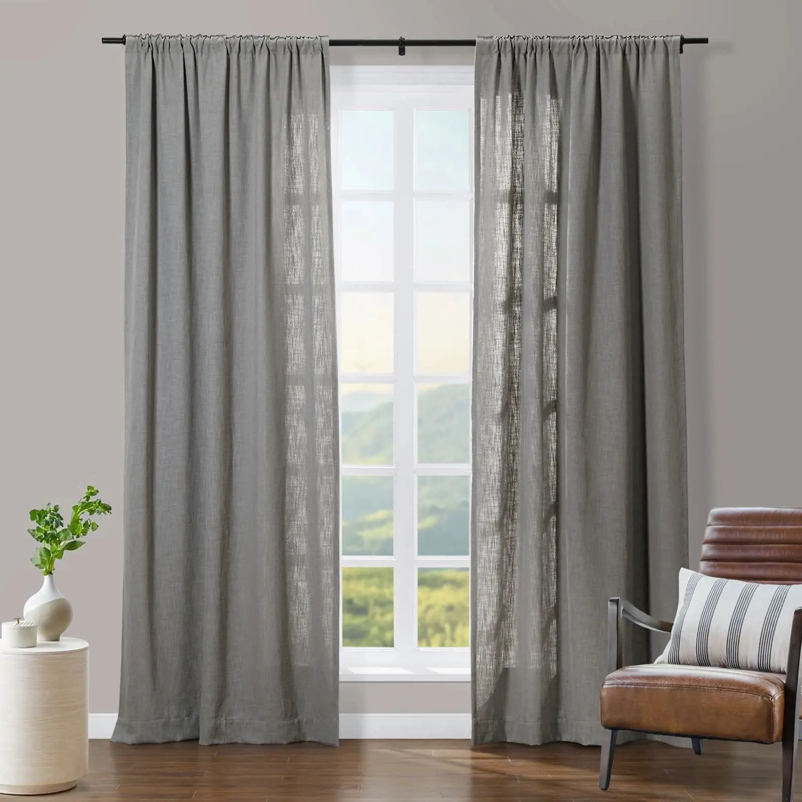 Tia Linen Curtain Drapery Soft Top - Image 9